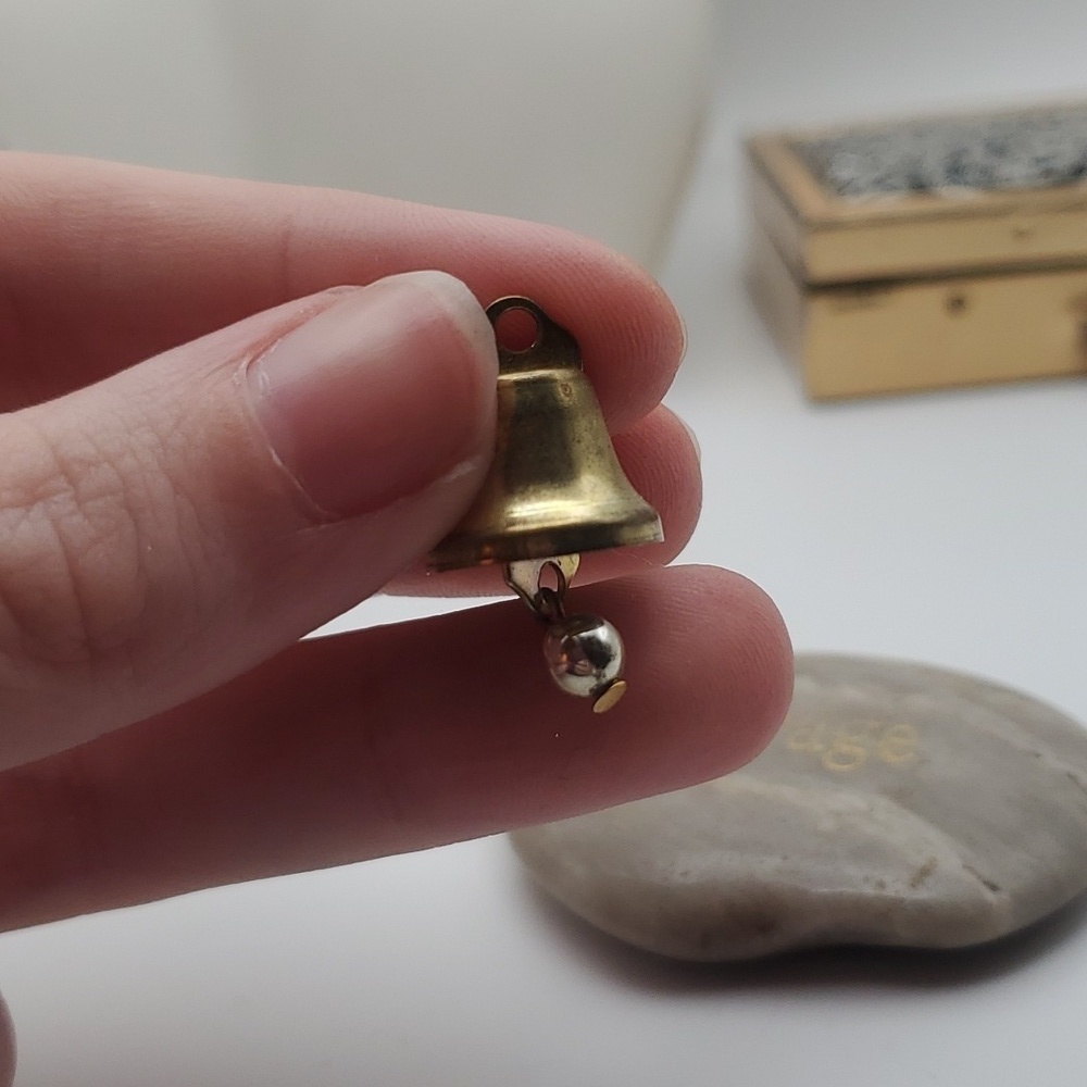 Gold tone bell charm pendant for necklace or bracelet